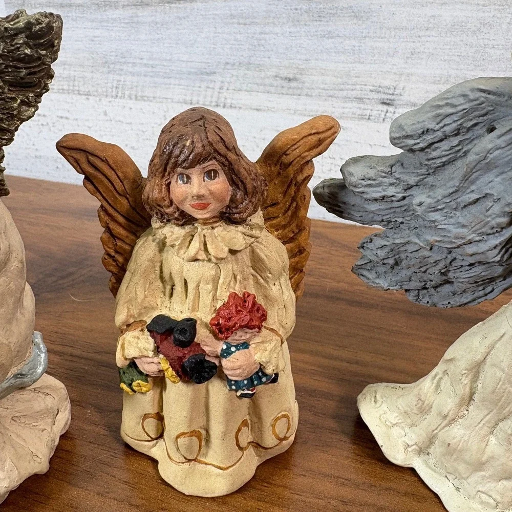 JUNE MCKENNA Vintage 1988-1992 Resin Figurine Christmas Angels Lot of 4